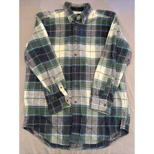 J. Crew Oarsmen Shirt Mens Medium Blue Tartan Plaid Heavy Flannel Outdoors
